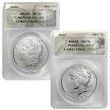 2023 Peace & Morgan Silver Dollar Set MS70 - ANACS