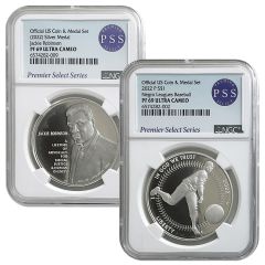 2022 Jackie Robinson 2 Coin Set - NGC PF69 PSS Label