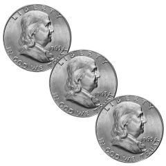 1963-D Silver Franklin Half Dollar x3