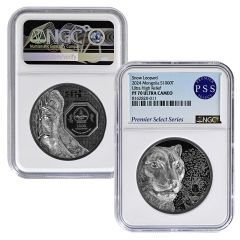 2024 2oz Silver Snow Leopard Black Proof UHR NGC PF70 UC PSS