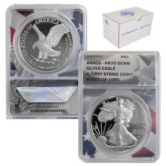 2024-S Silver Eagle ANACS PR70 First Strike #1-1985 x5