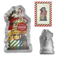 2024 1oz Silver Vintage Coca Cola Santa Shaped Coin