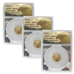 2025 $5 Gold American Eagle x3 - MS70