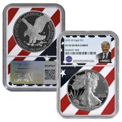 2025 Proof Silver Eagle – Donald Trump Label