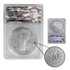 2025 Liberty Coin Act Privy Silver Eagle – MS70