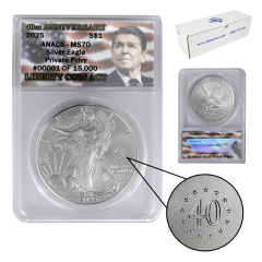 2025 Liberty Coin Act Privy Silver Eagle x20 – MS70