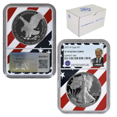 2025 Proof Silver Eagle x5 – Donald Trump Label