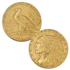$2.5 Gold Indian - XF-AU Condition