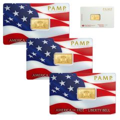America the Free 5g Gold Bar x3 – Liberty Bell