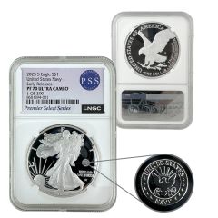 2025 250th Anniversary Navy Privy Silver Eagle - PF70