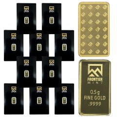 Frontier Mint Pure Gold Bar x10