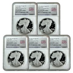 1776-2026-W Proof Silver American Eagle x5 – PF70