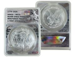 1776-2026 Silver Eagle Overstrike Dual-Date Minuteman Privy