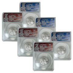 1776-2026 P&D Mint Revolutionary War Quarter Set x5 – MS67