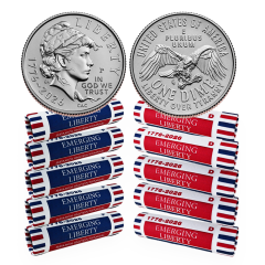 1776-2026 P&D Mint Emerging Liberty Dime 50-Coin Rolls x5