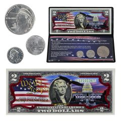 250 YEARS OF AMERICAN INDEPENDENCE COIN & COLORIZED CURRENCY SET