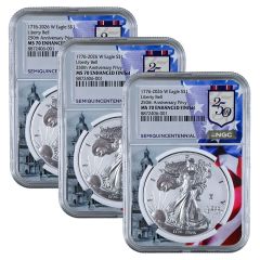 1776-2026 Enhanced Uncirculated Silver Eagle – 250th Label x3
