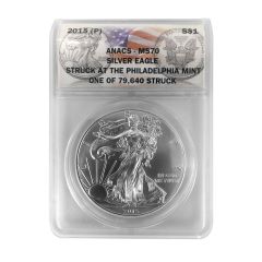 2015 Philadelphia Mint Silver Eagle - ANACS MS70