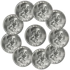 Silver Franklin Half Dollars x10