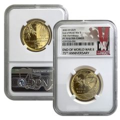 2020-W End of WWII 75th Anniversary $25 Gold Coin – PF70