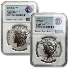 2023-S Reverse Proof Morgan & Peace Dollar Set – NGC RP70
