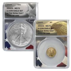 2025 Silver Eagle & $5 Gold Eagle - MS70 Numbered Pair