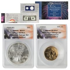 2000 Silver Eagle and SAC Millennium Set ANACS MS69