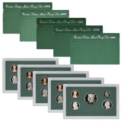 Proof Set 1994-1998 in Green box	