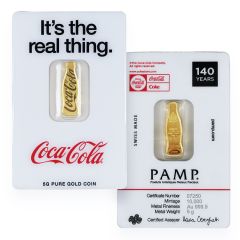 PAMP Coca-Cola 140th Anniversary 5 Gram Gold Bottle Coin