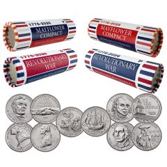 1776-2026 250th Anniversary P&D Mayflower & Revolutionary War Quarter Roll Continuity
