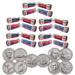 1776-2026 250th Anniversary P&D Mayflower & Revolutionary War Quarter Roll Continuity x5