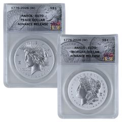 1776–2026 ENHANCED UNCIRCULATED MORGAN & PEACE SILVER DOLLAR SET