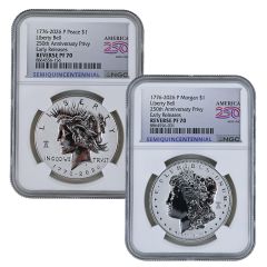 1776–2026 REVERSE PROOF MORGAN & PEACE SILVER DOLLAR SET
