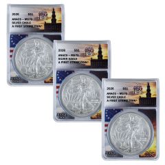 1776-2026 Silver Eagle Overstrike Independence Hall Privy x3 