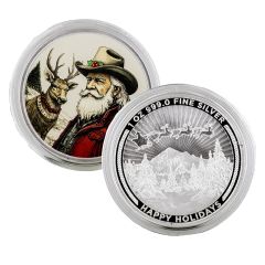 Colorized 1oz Silver Western Santa