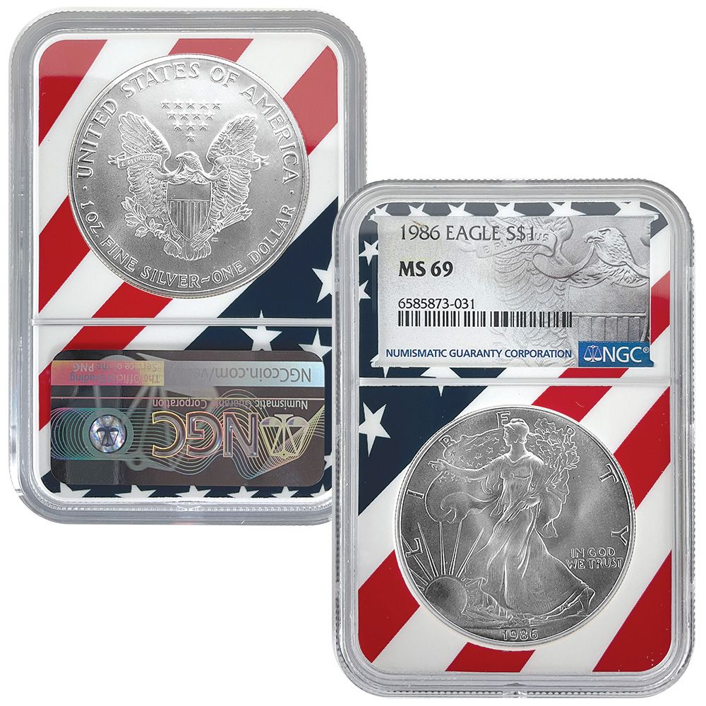 1986 - 2023 Flag Core Silver Eagle Date Run Continuity | US