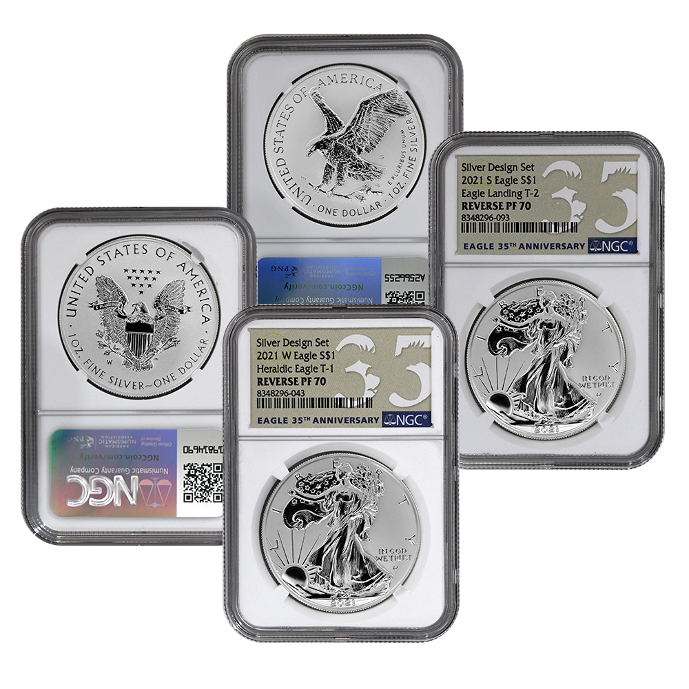 2021 T1 & T2 Silver Eagle Reverse Proof Designer Set | US Coins