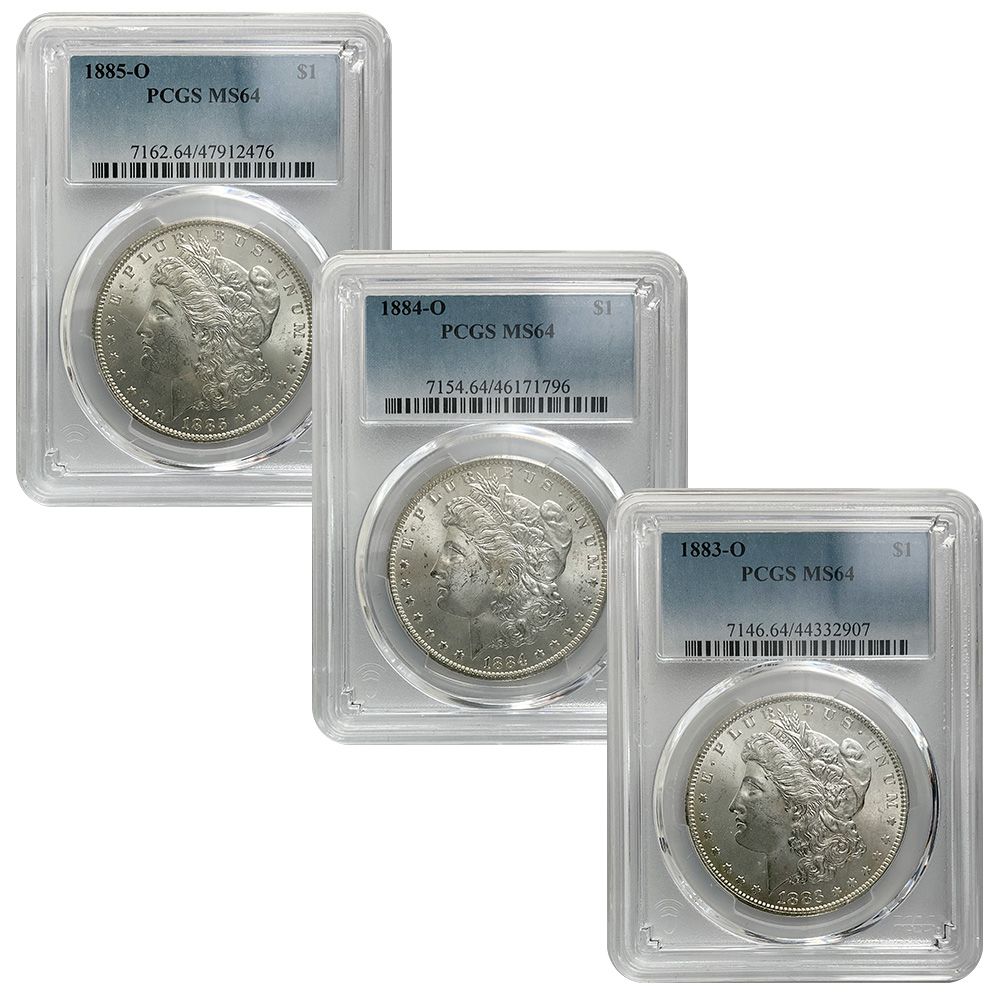 1883 - 1885 O Morgan Dollar PCGS MS64 3 Piece Set | US Coins