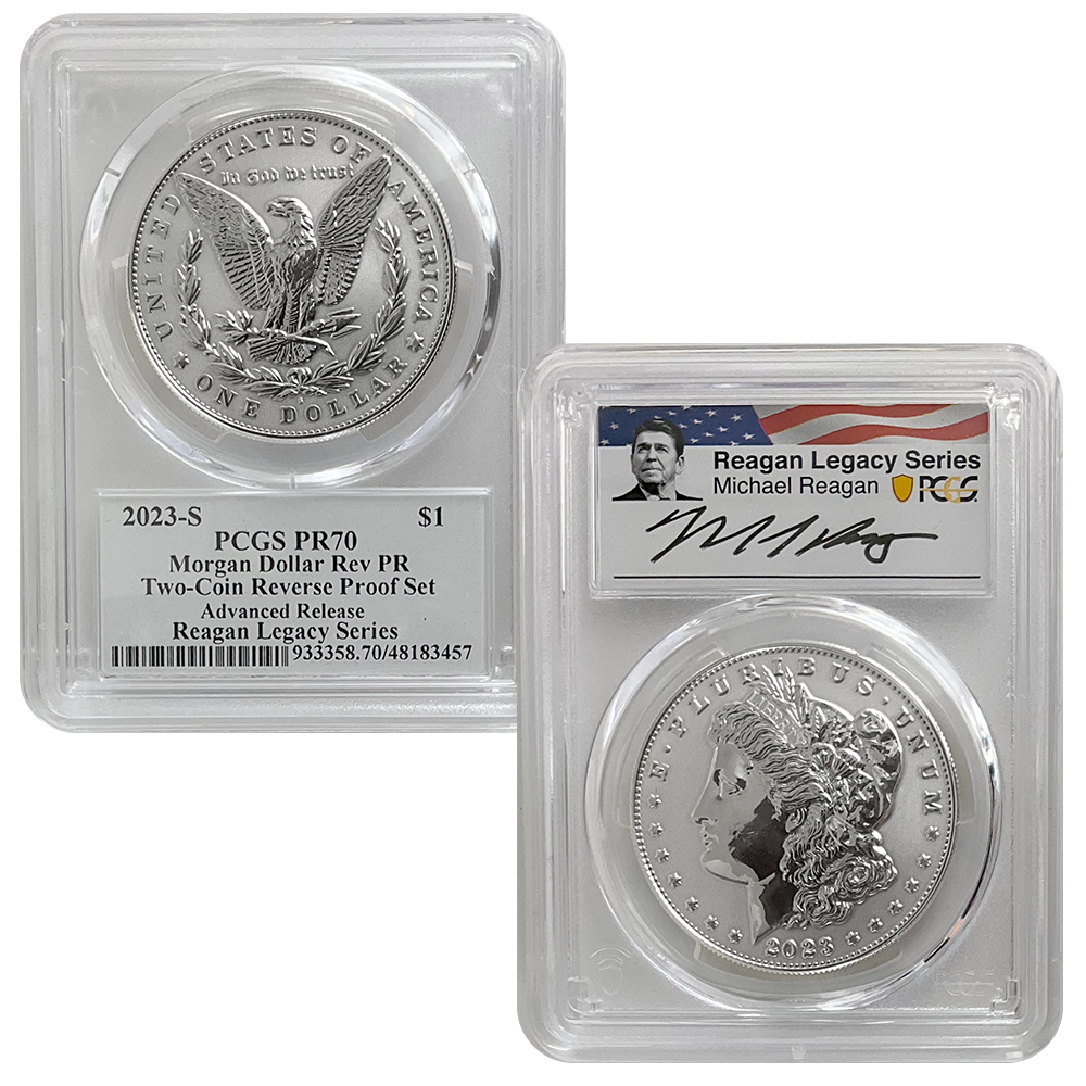 2023 Reagan Legacy Reverse Proof & Peace Dollar Set US Coins