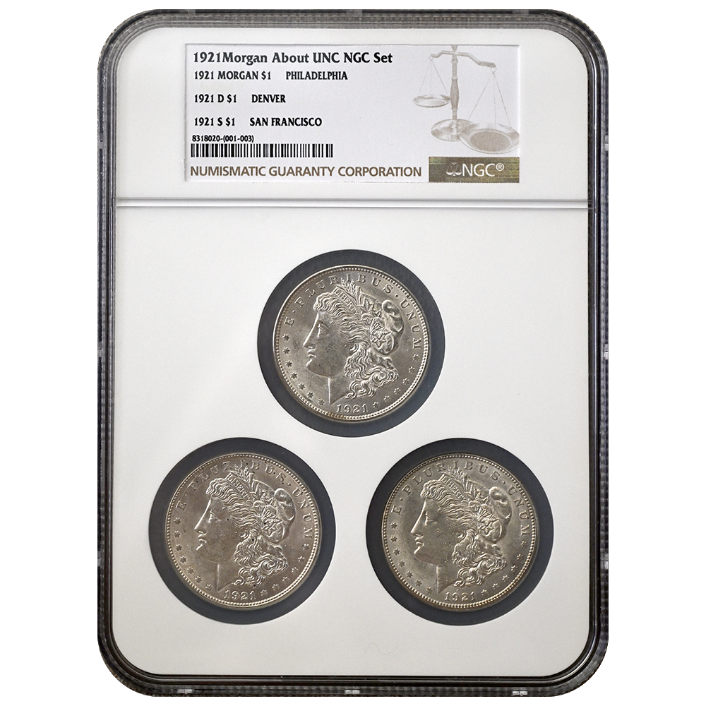 1921 PDS Morgan Silver Dollar 3-Coin Set | US Coins | Csnmint.com