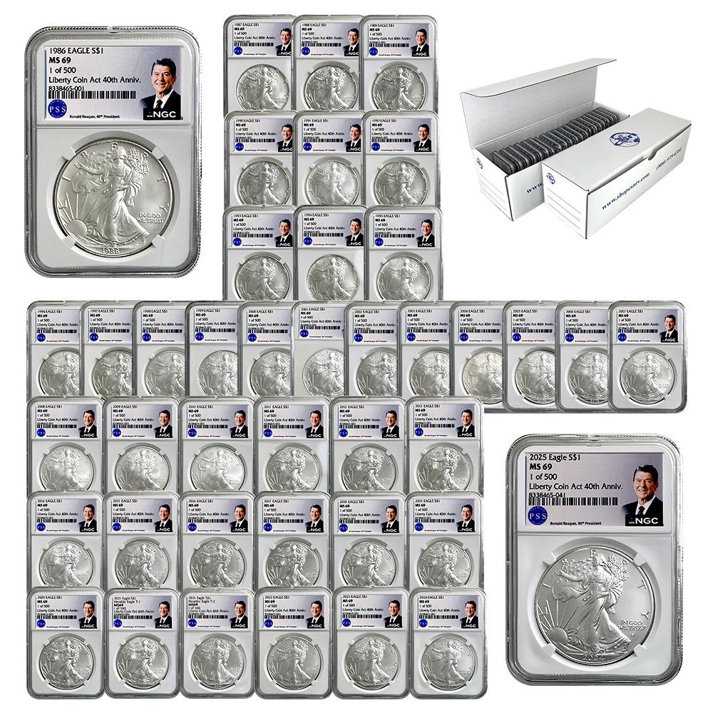 1986-2025 NGC Numbered Silver Eagle Date Run Set - Split Pay