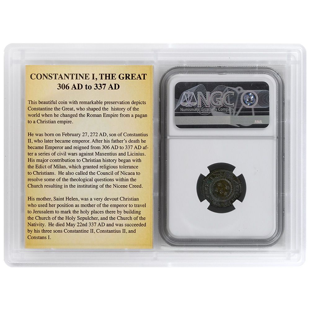 Roman Empire Bronze Nummus – Constantine The Great, 306-337 CE – With Display Box, Uncertified