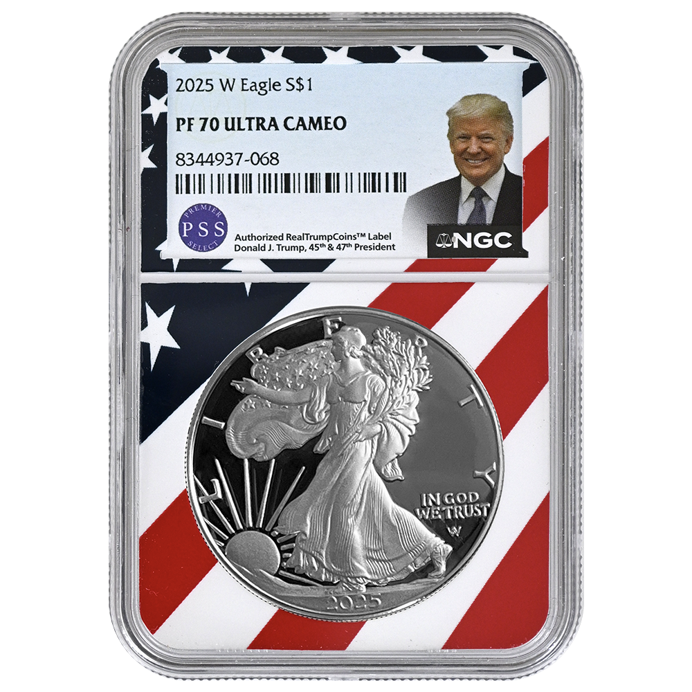 2025 Proof Silver Eagle x5 – Donald Trump Label | US Coins