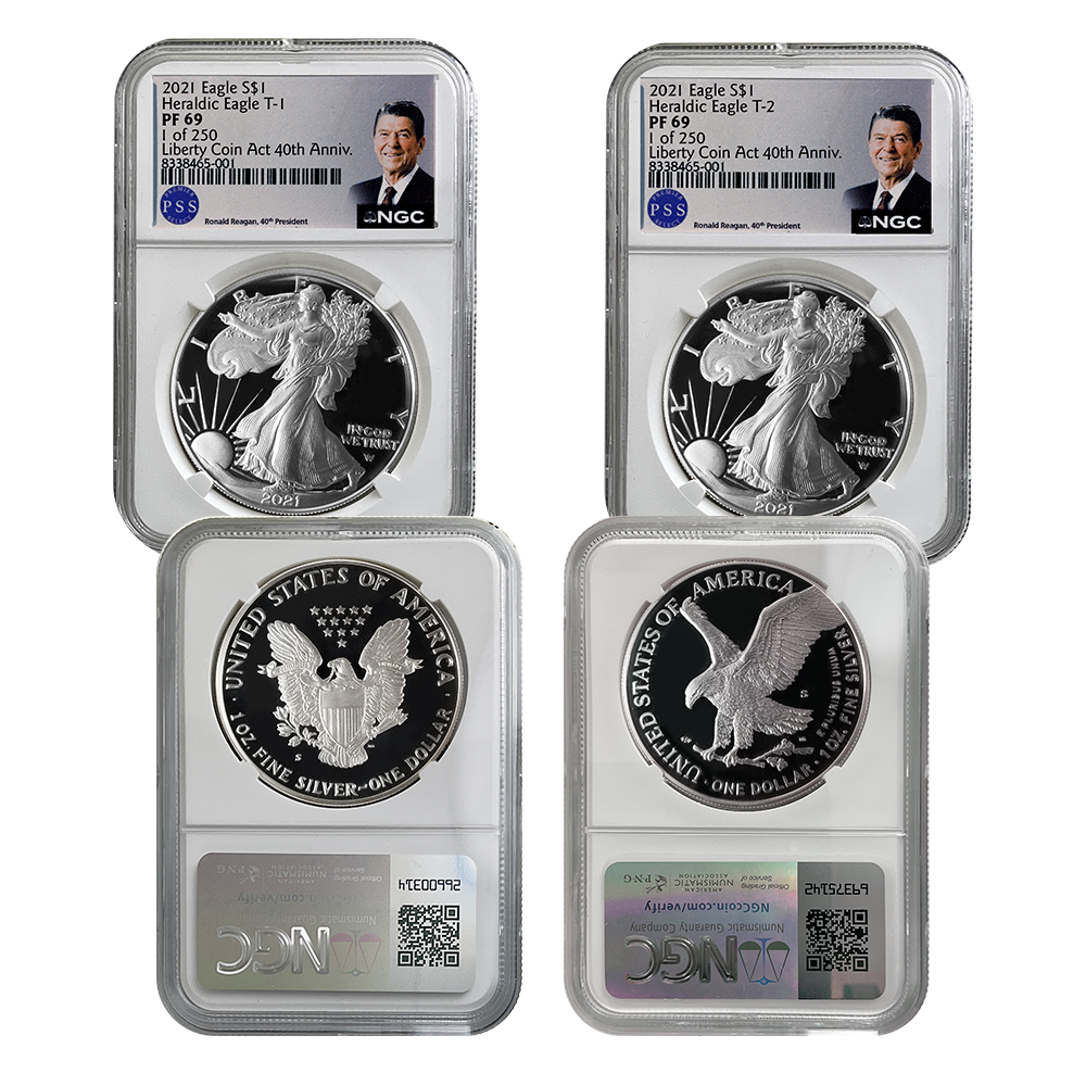 @date〜 1986 - 2025 NGC Numbered Proof Silver Eagle Date Run Set