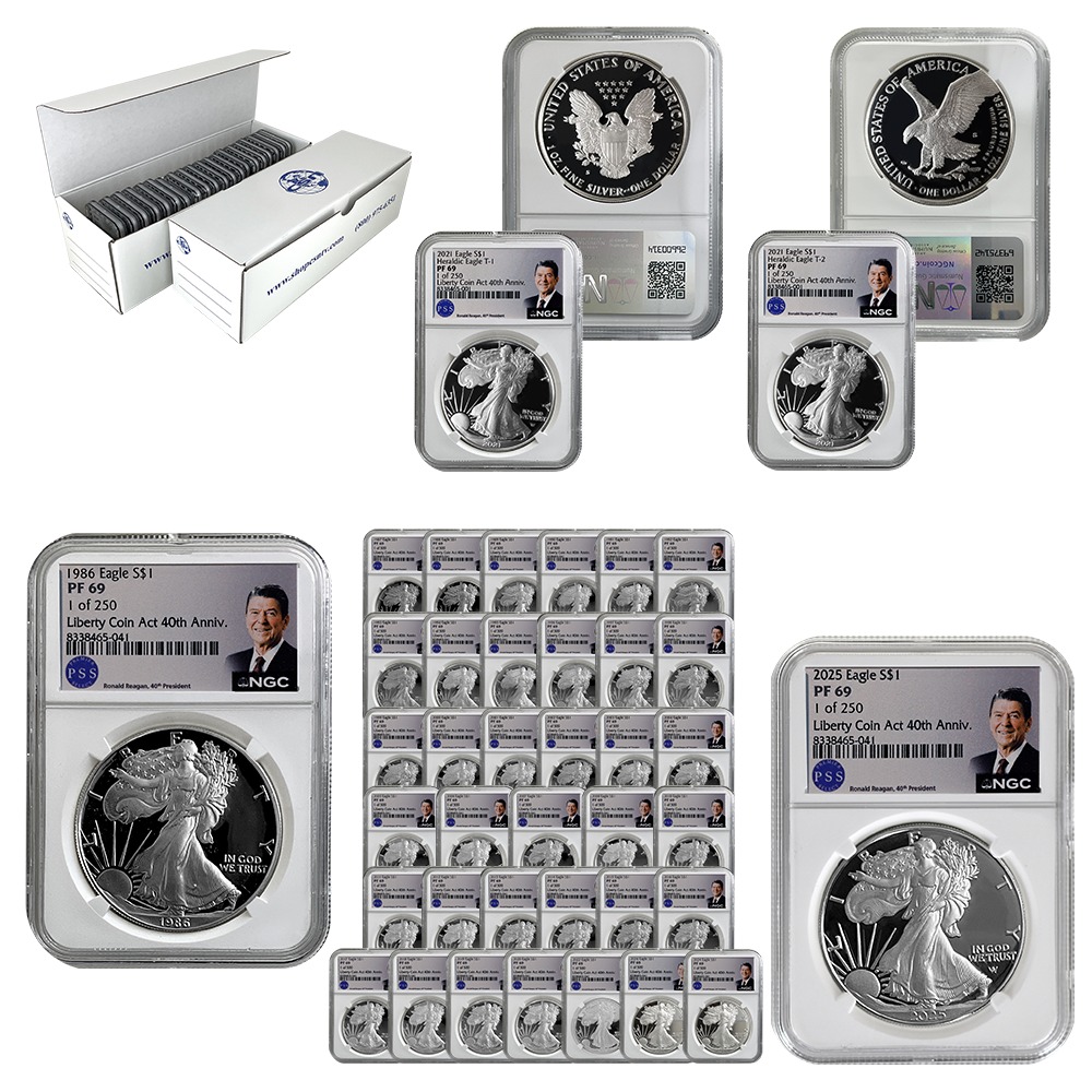 1986 - 2025 NGC Numbered Proof Silver Eagle Date Run Set – Split