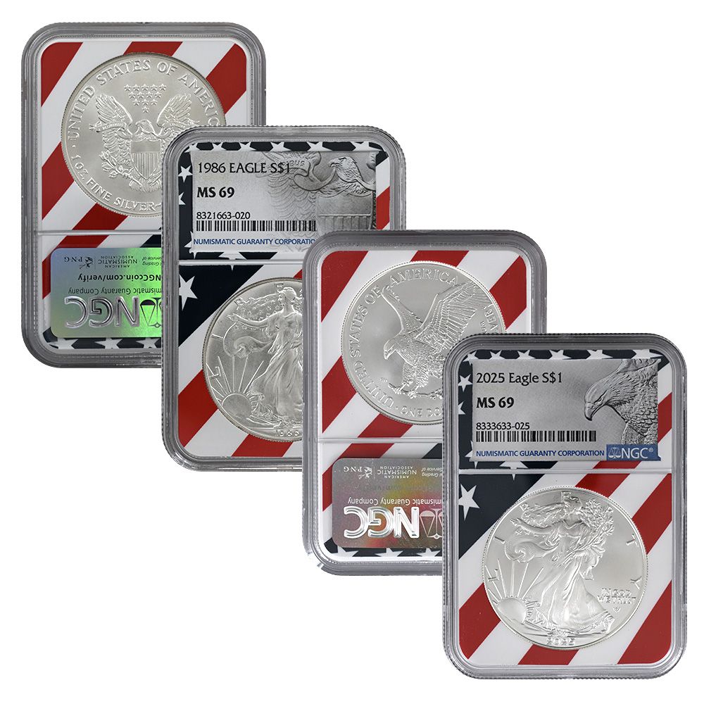 1986 - 2025 Flag Core Silver Eagle Date Run Set - Two-Pay | US Coins ...