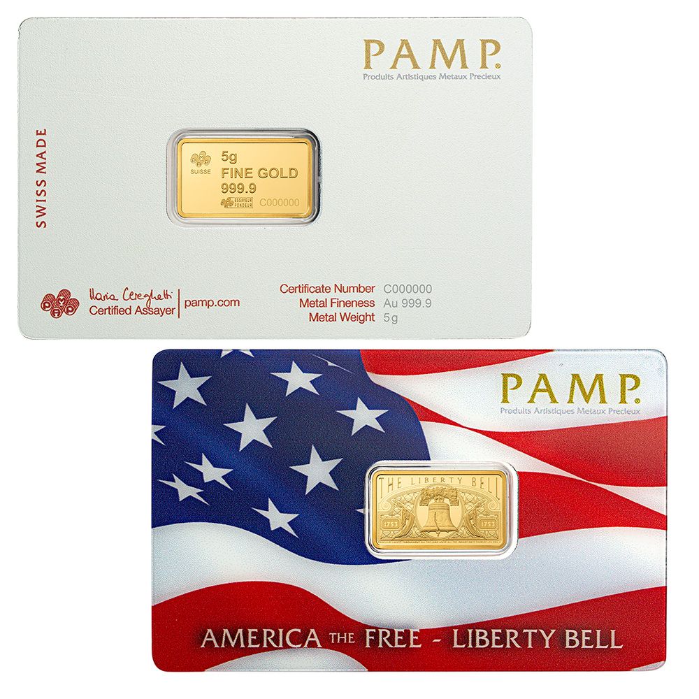 America the Free 5g Gold Bar x3 – Liberty Bell | US Coins