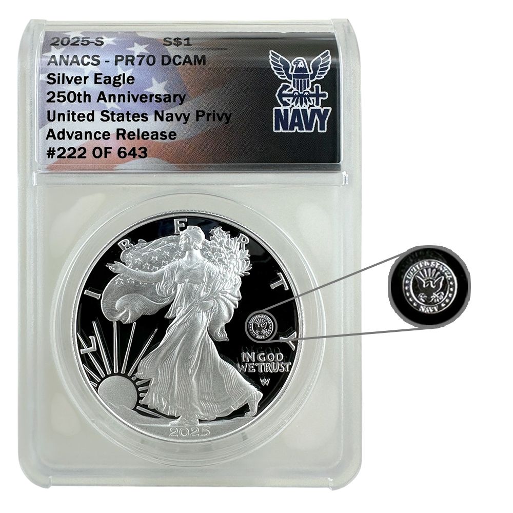 2025 250th Anniversary Navy Privy Silver Eagle | US Coins