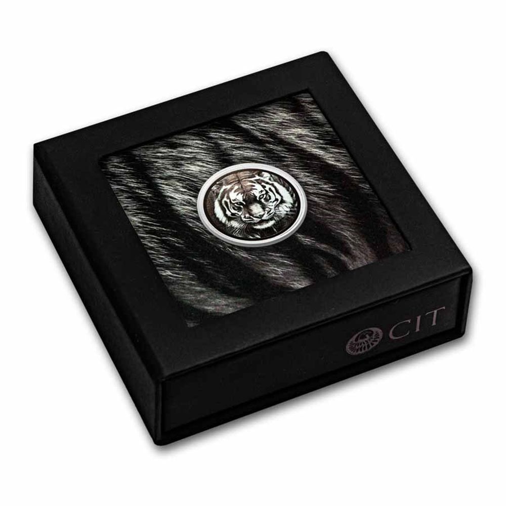 銀製古貨 日輪 獅子デザイン 2025 1OZ SILVER BLACK AND WHITE TIGER - OBSIDIAN BLACK | US Coins