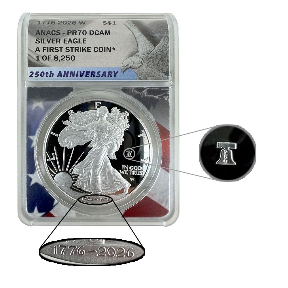 1776-2026-W Proof Silver American Eagle – PR70 | US Coins